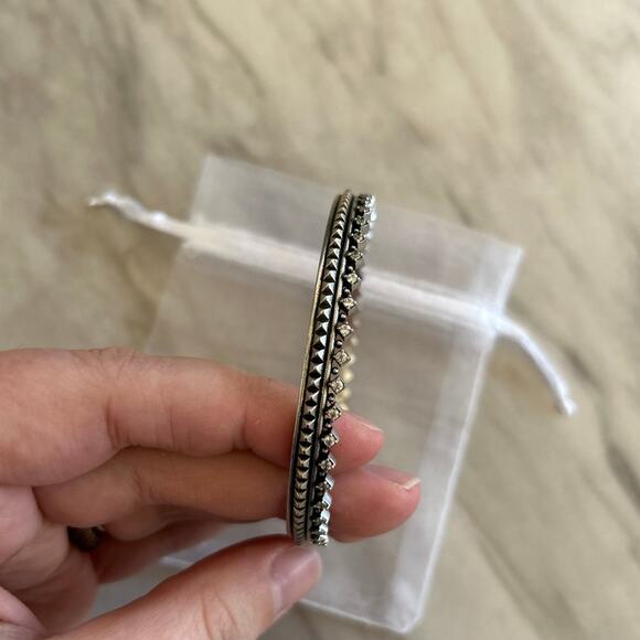 Kendra Scott Mary Caroline Silver Rhodium Crown Mosaic Bangle Bracelet - Picture 2 of 4